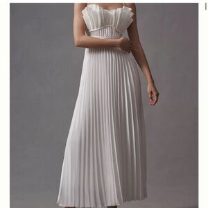 Acler White Pleated Maxi Dress